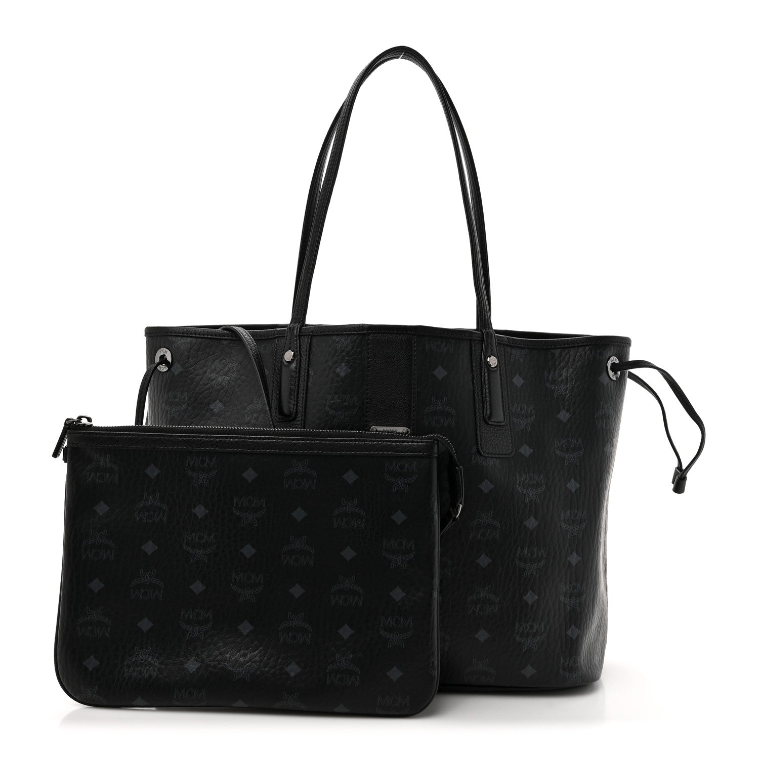 MCM Visetos Medium Liz Reversible Shopper Tote Black 3 of 18