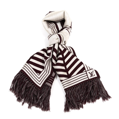 Louis Vuitton Wool Silk Karakoram Scarf Brown White 1 of 6