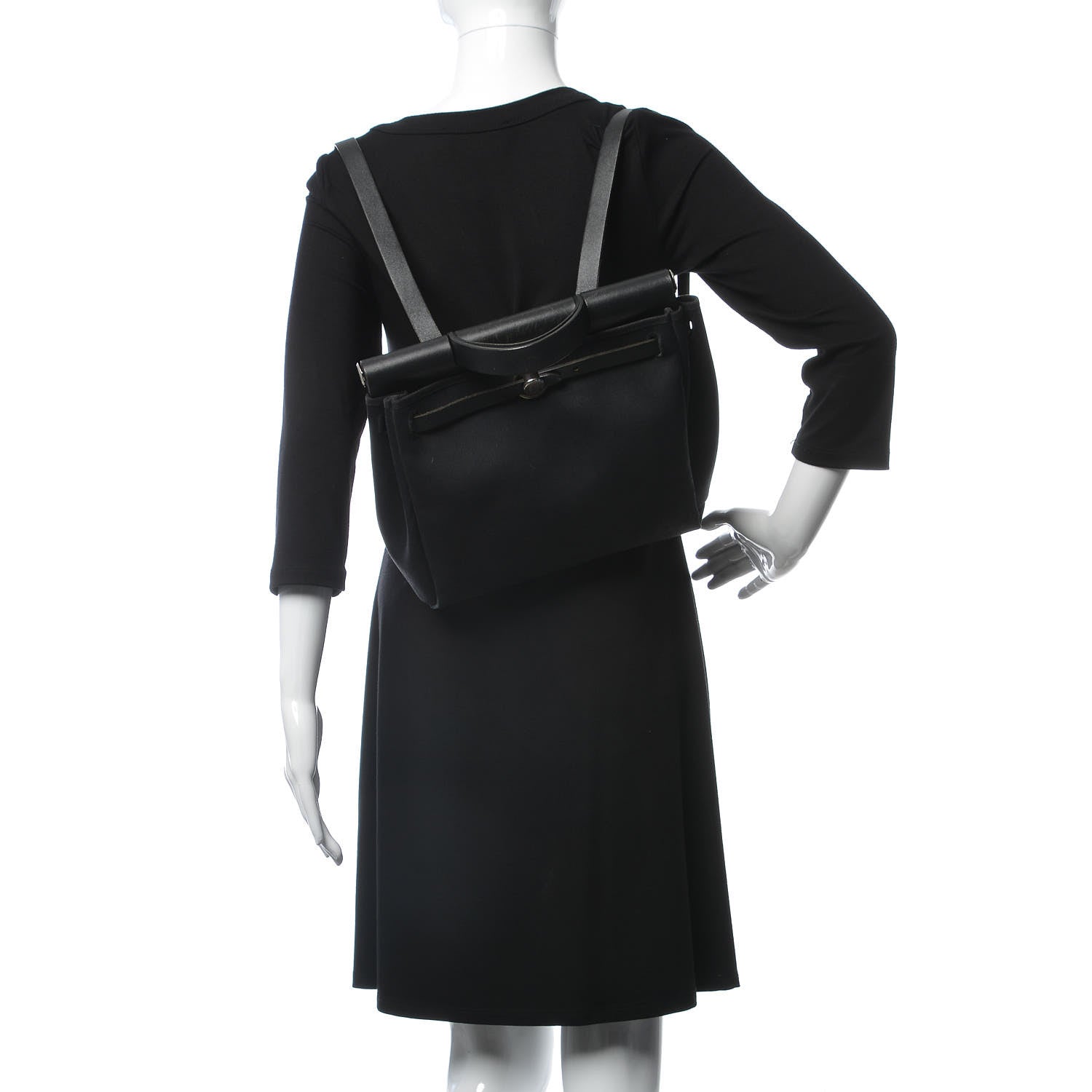Hermes Toile Vache Calfskin Herbag 30 PM Backpack Black 2 of 12