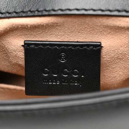 Gucci Calfskin Matelasse Mini GG Marmont Top Handle Shoulder Bag Black 6 of 11