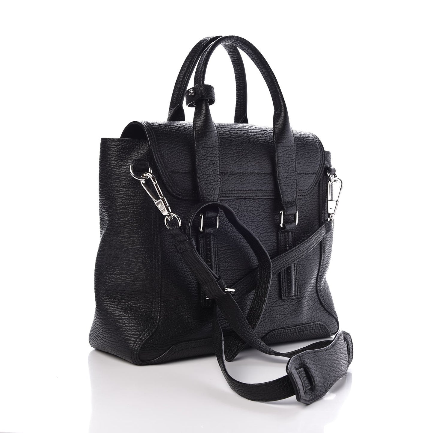 3.1 Textured Calfskin Medium Pashli Satchel Black