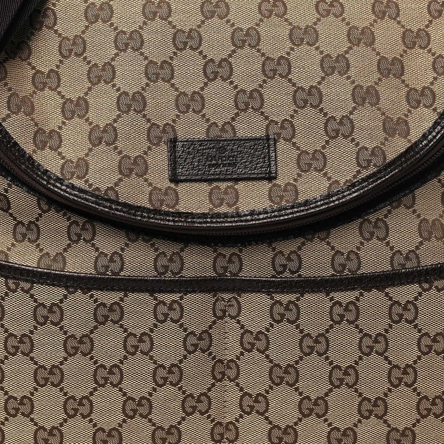 Gucci Monogram Natural Pigskin Large Diaper Bag Beige Ebony Cocoa Dark Chocolate 9 of 11