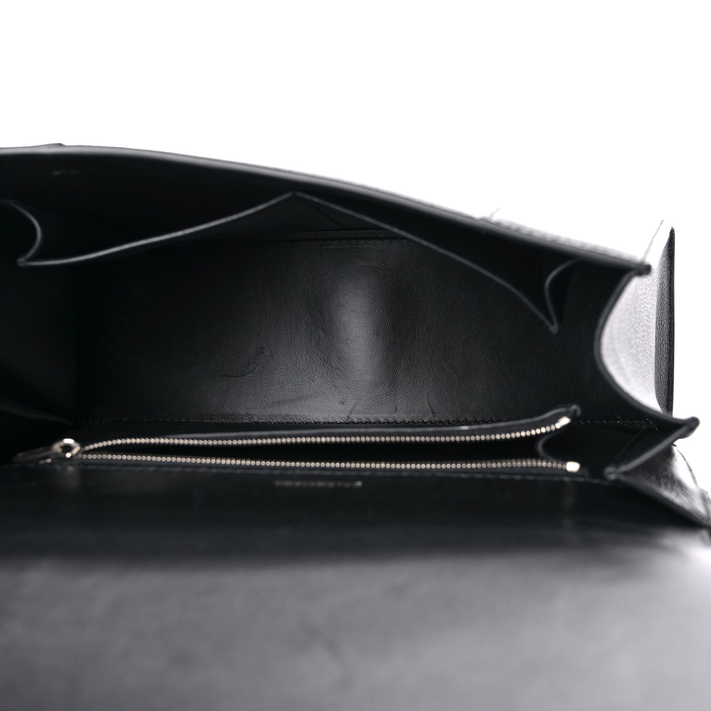 Grained Calfskin Medium Hourglass Top Handle Bag Black