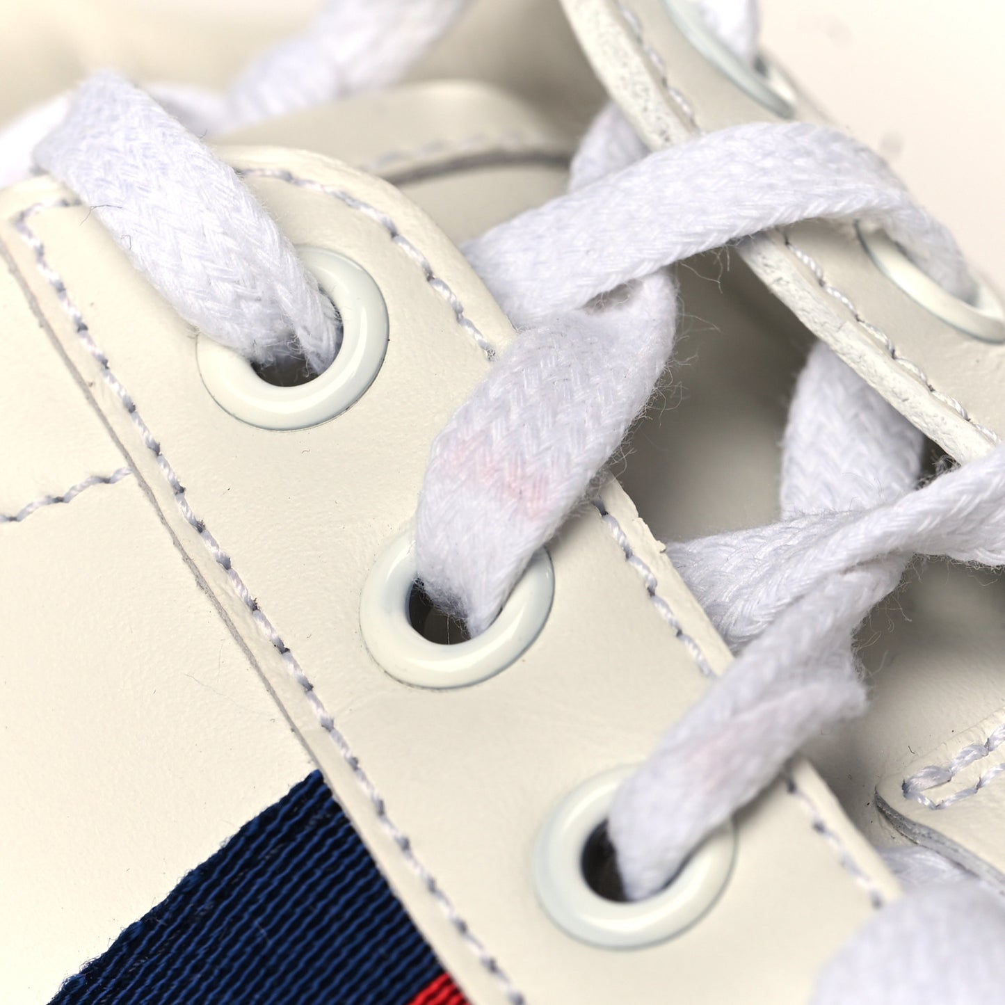 Calfskin Ayers Web Pearl Studded Womens Ace Sneakers 39.5 White