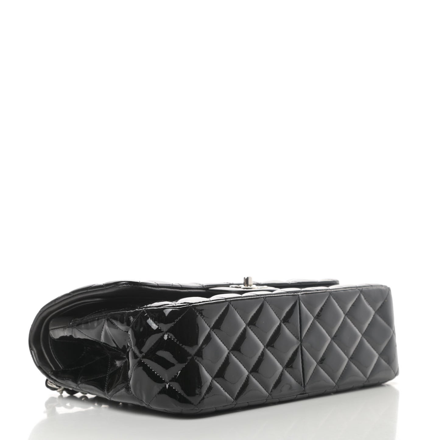 Patent Quilted Jumbo Double Flap Black