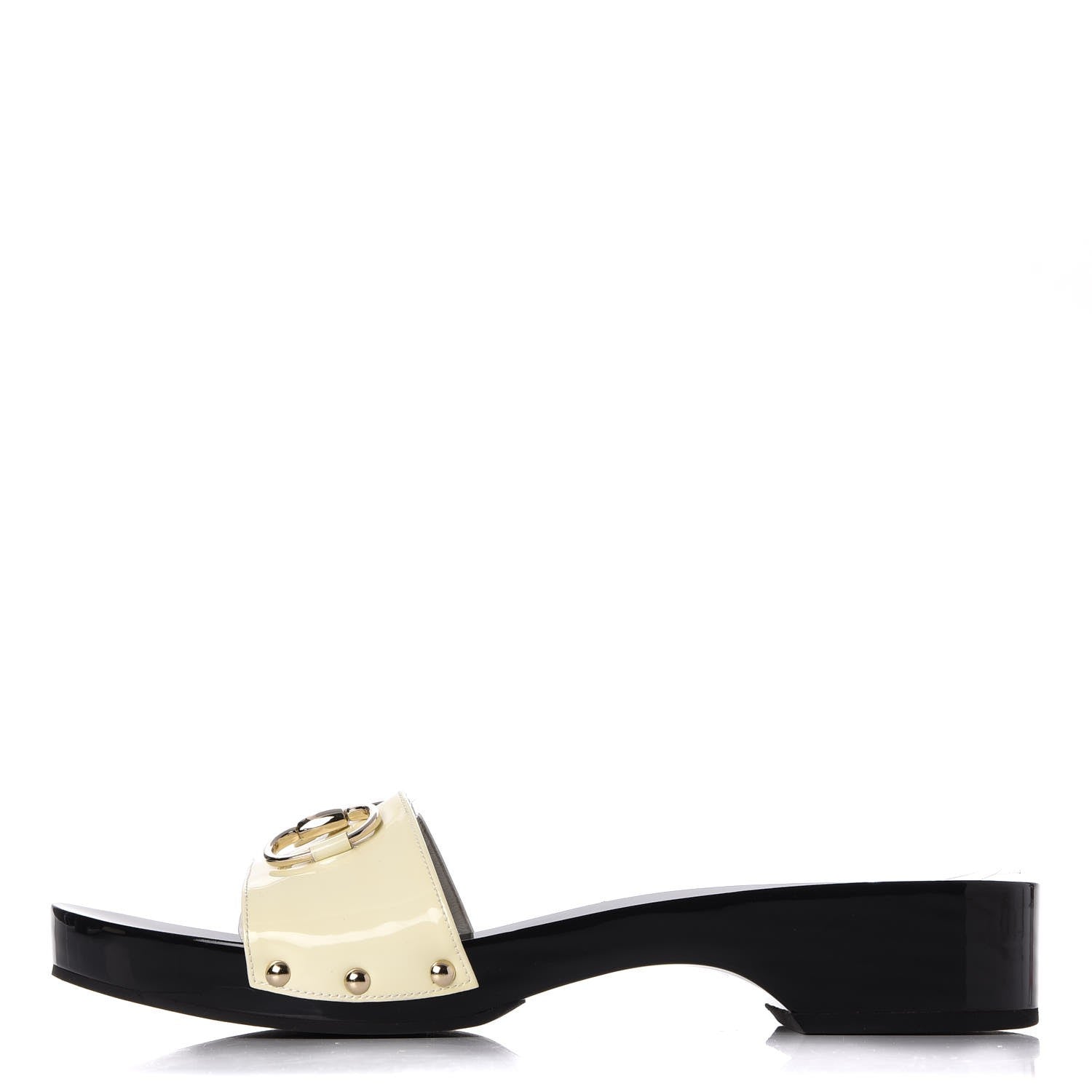 Gucci Vitello Vernice Soft Icon Bit Wood Clogs 8.5 Great White 1 of 12