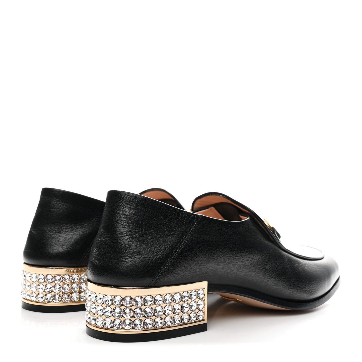 Goatskin Crystal Womens Horsebit Loafers 38 Black