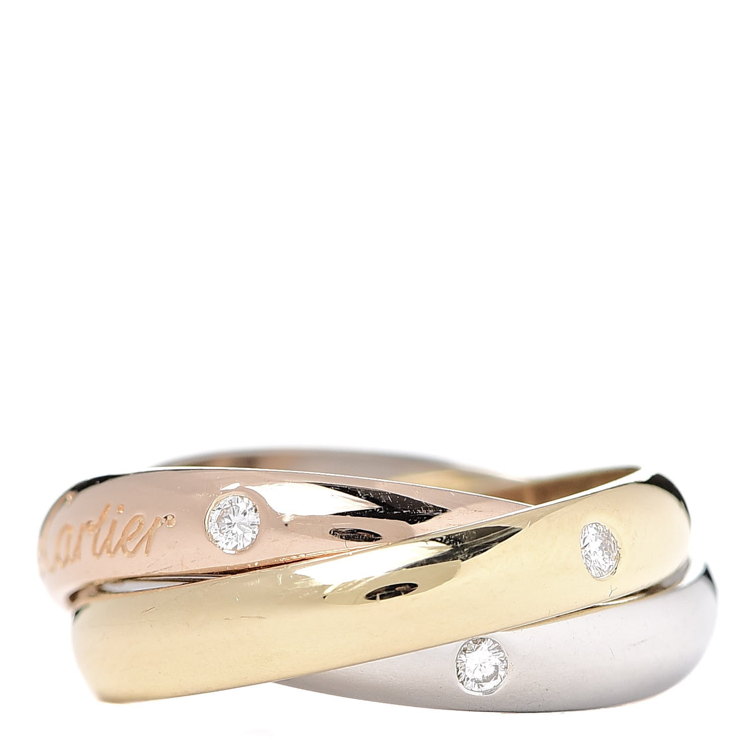 Cartier 18K Pink Yellow White Gold Diamond Classic Les Must De Trinity Ring 50 5.25 3 of 4