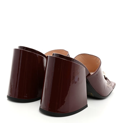 Gucci Patent Lexi Horsebit High-Heel Slide Sandals  39 Bordeaux 4 of 9