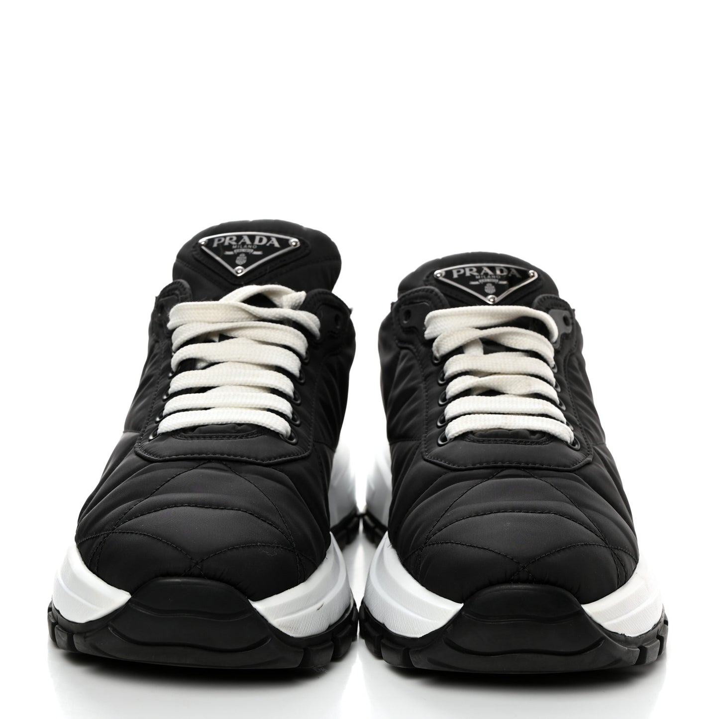 Re-Nylon Piuma Metal Triangle Logo Quilted 45mm Sneakers 37 Black