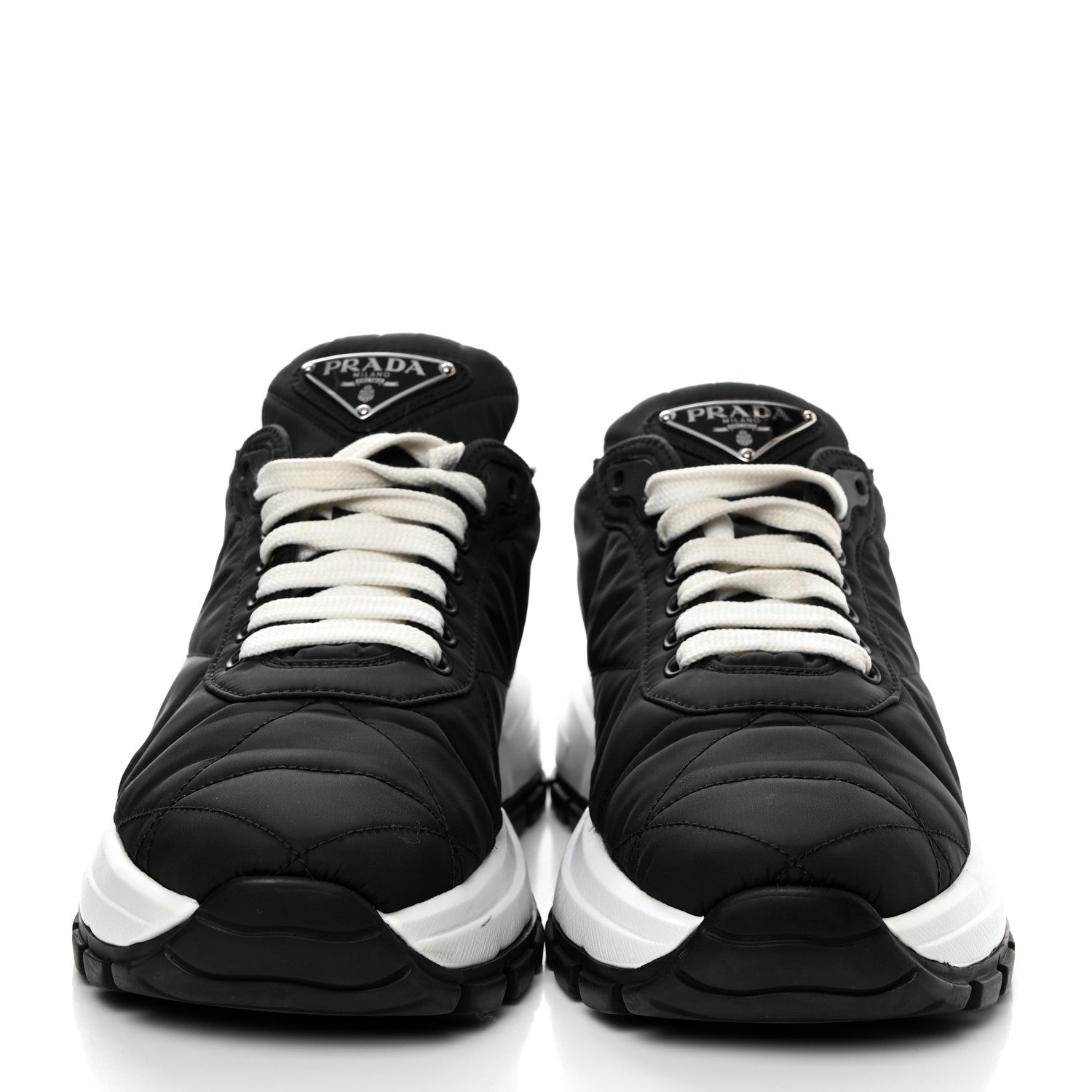 Prada Re-Nylon Piuma Metal Triangle Logo Quilted 45mm Sneakers 37 Black 2 of 9