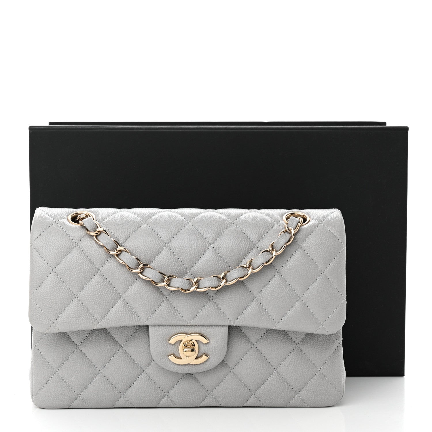 Chanel Caviar Quilted Small Double Flap Grey 11 of 11