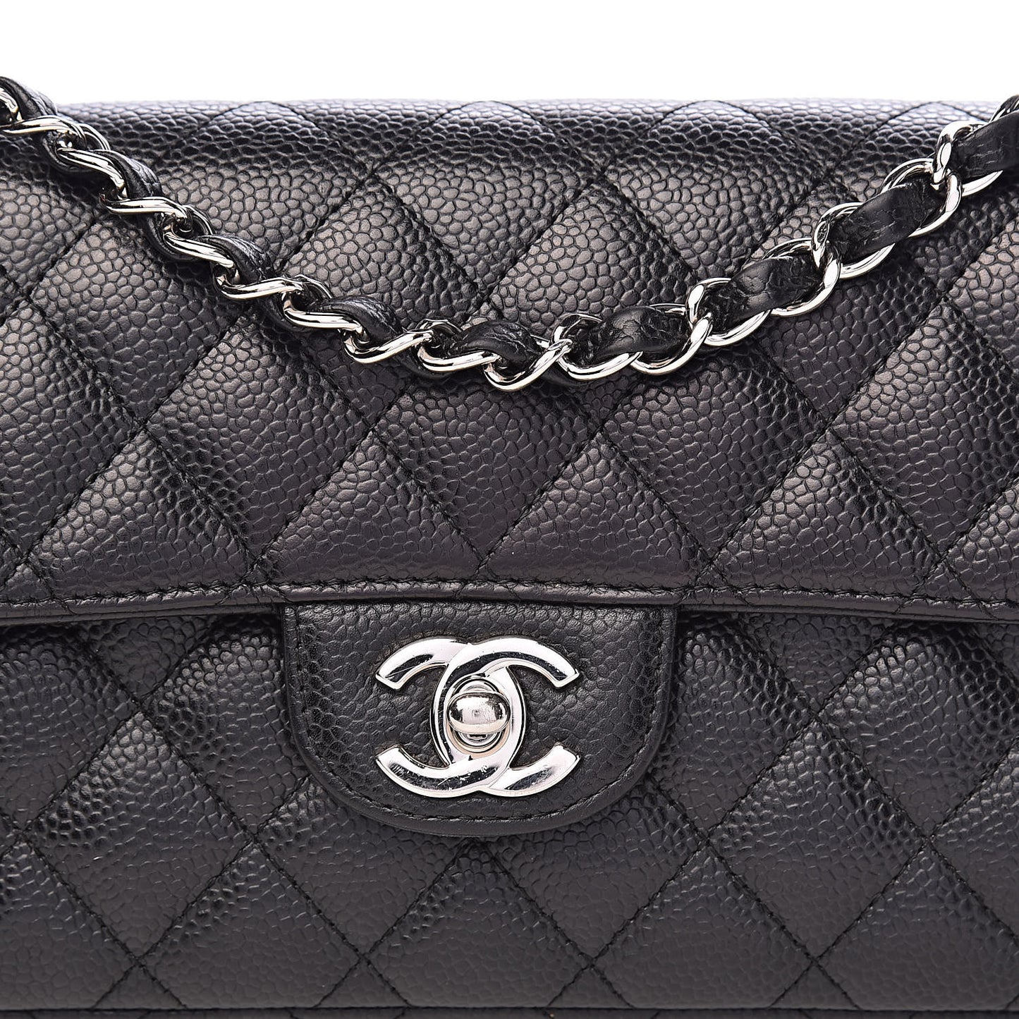 Caviar Quilted East West Flap Black