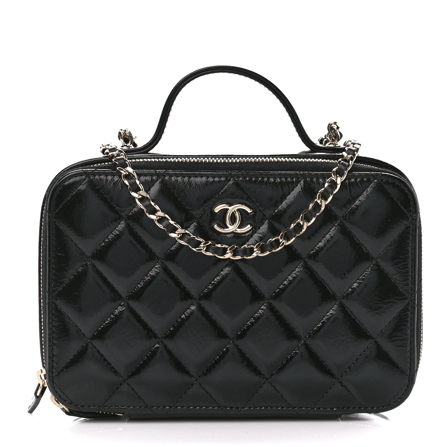 Chanel Shiny Lambskin Quilted CC Vanity Case Black 1 of 12