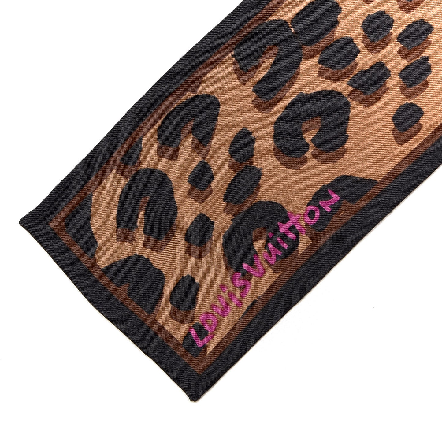 Silk Leopard Bandeau Scarf Marron