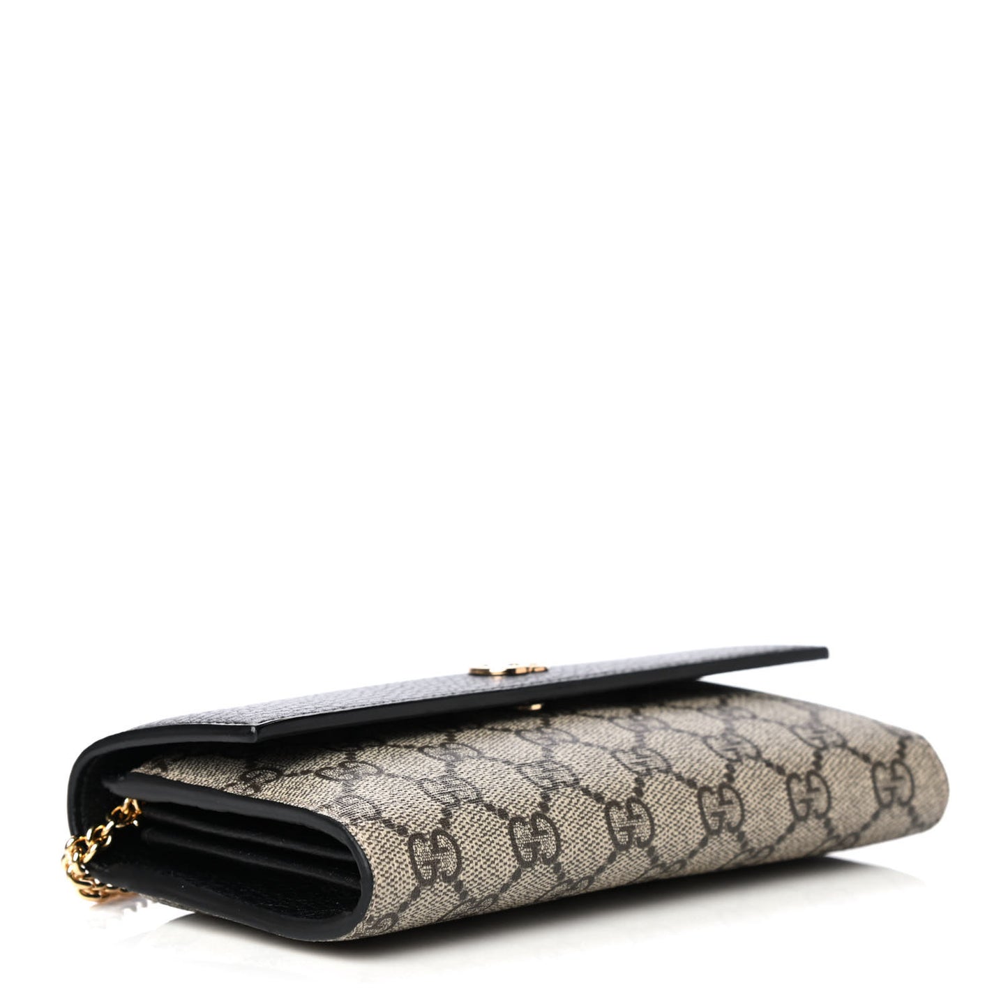 Dollar Calfskin GG Supreme Monogram Petite GG Marmont Wallet Chain Bag Black Beige Ebony