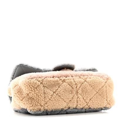 Chanel Shearling Sheepskin Single Flap Gray Pink Beige 4 of 13