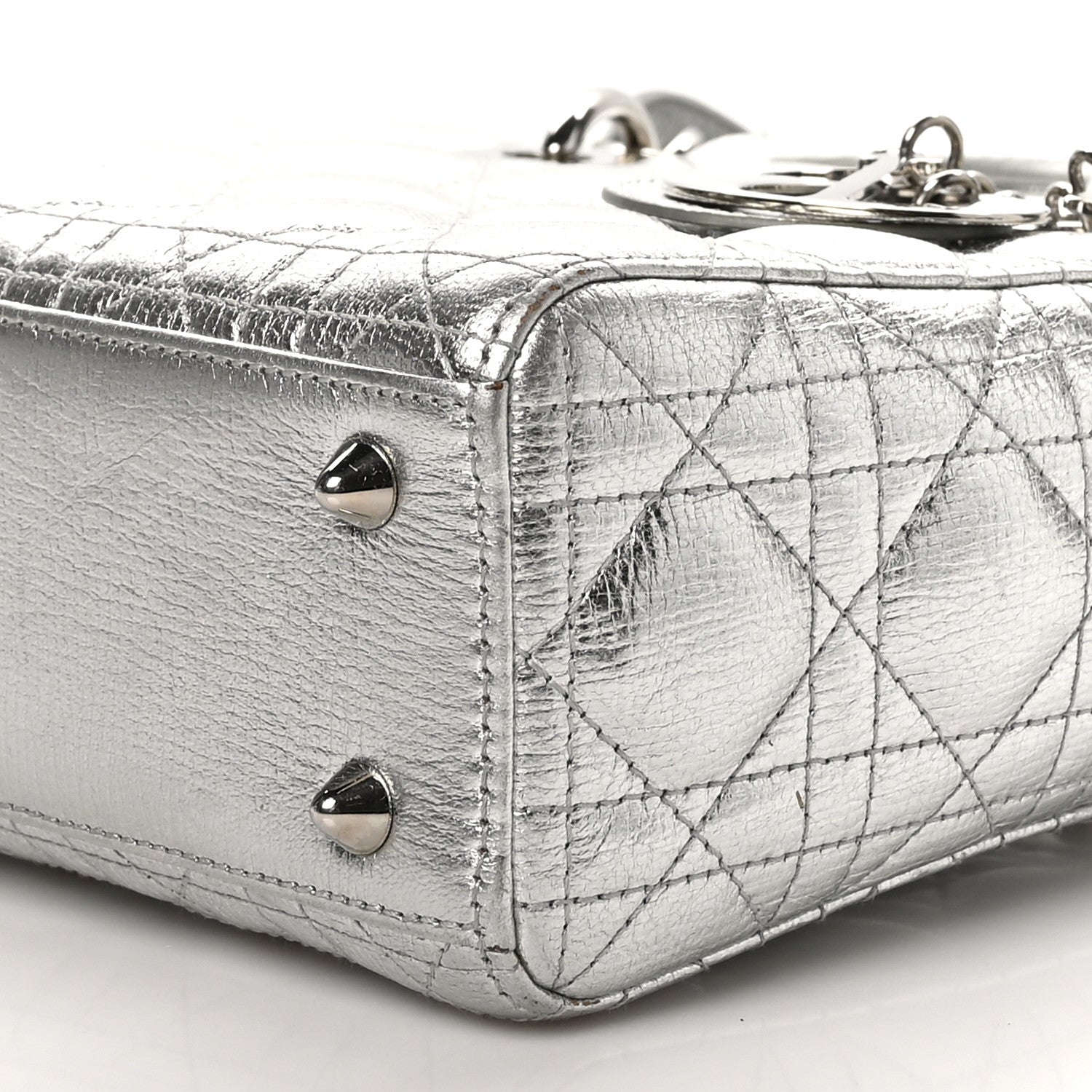 Christian Dior Metallic Grained Calfskin Cannage Small Lucky Badges My Lady Dior Silver 10 of 13