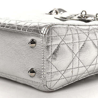 Christian Dior Metallic Grained Calfskin Cannage Small Lucky Badges My Lady Dior Silver 10 of 13