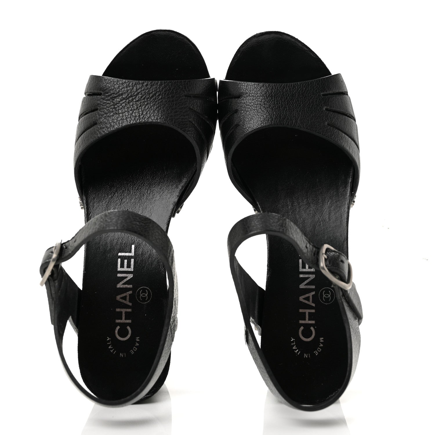 Chanel Goatskin Studded Platform Sandals 35 Black 2 of 10