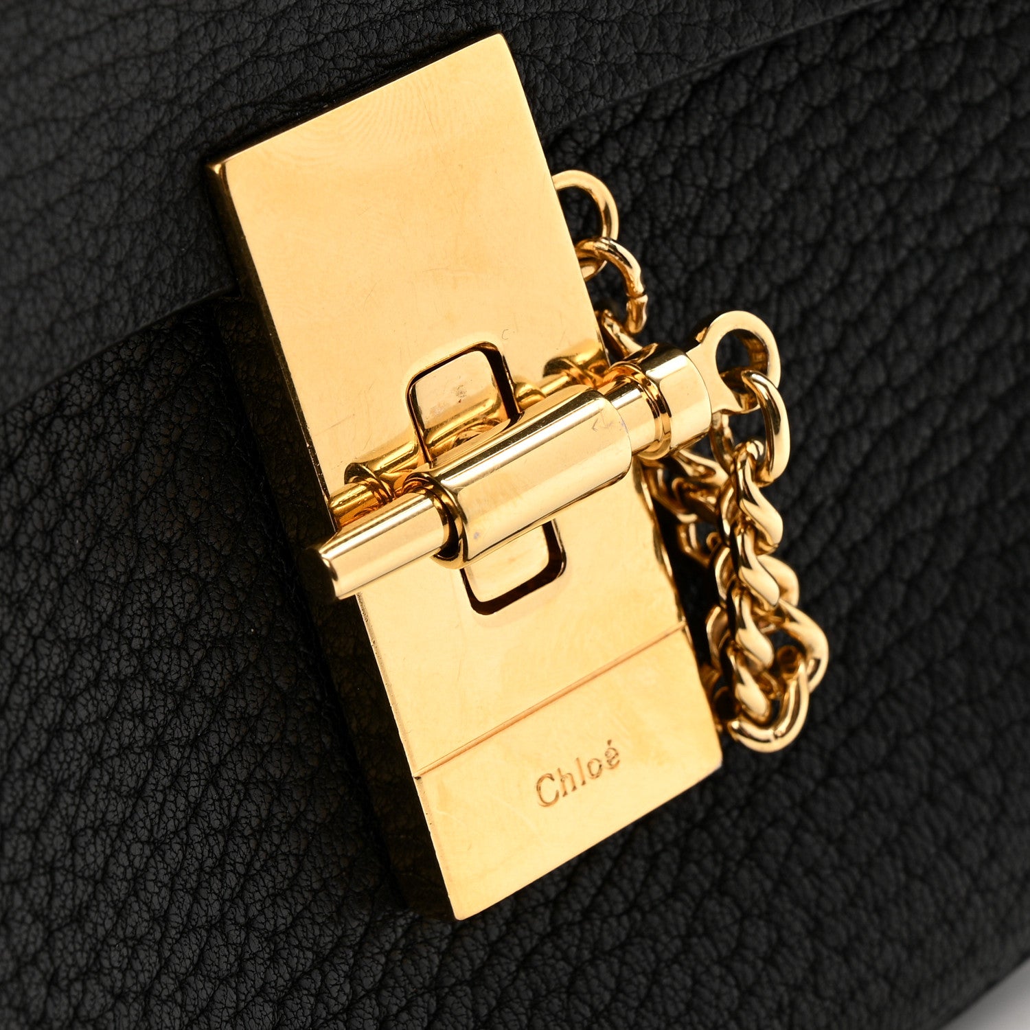 Chloe Grained Lambskin Nano Drew Shoulder Bag Black 1821831