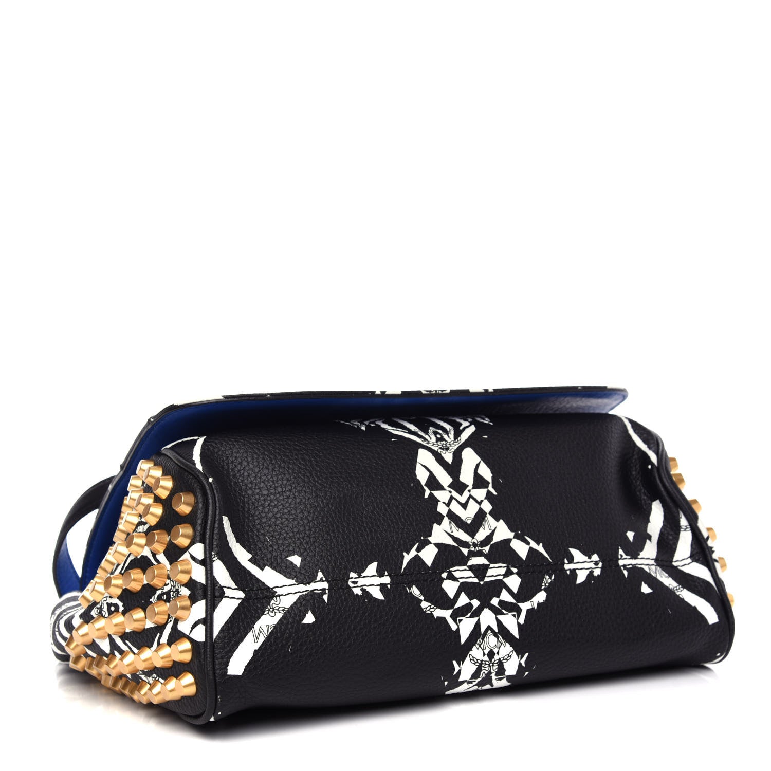 MCM Striped Visetos Funky Zebra Stud Keana Boston Black Blue 4 of 10