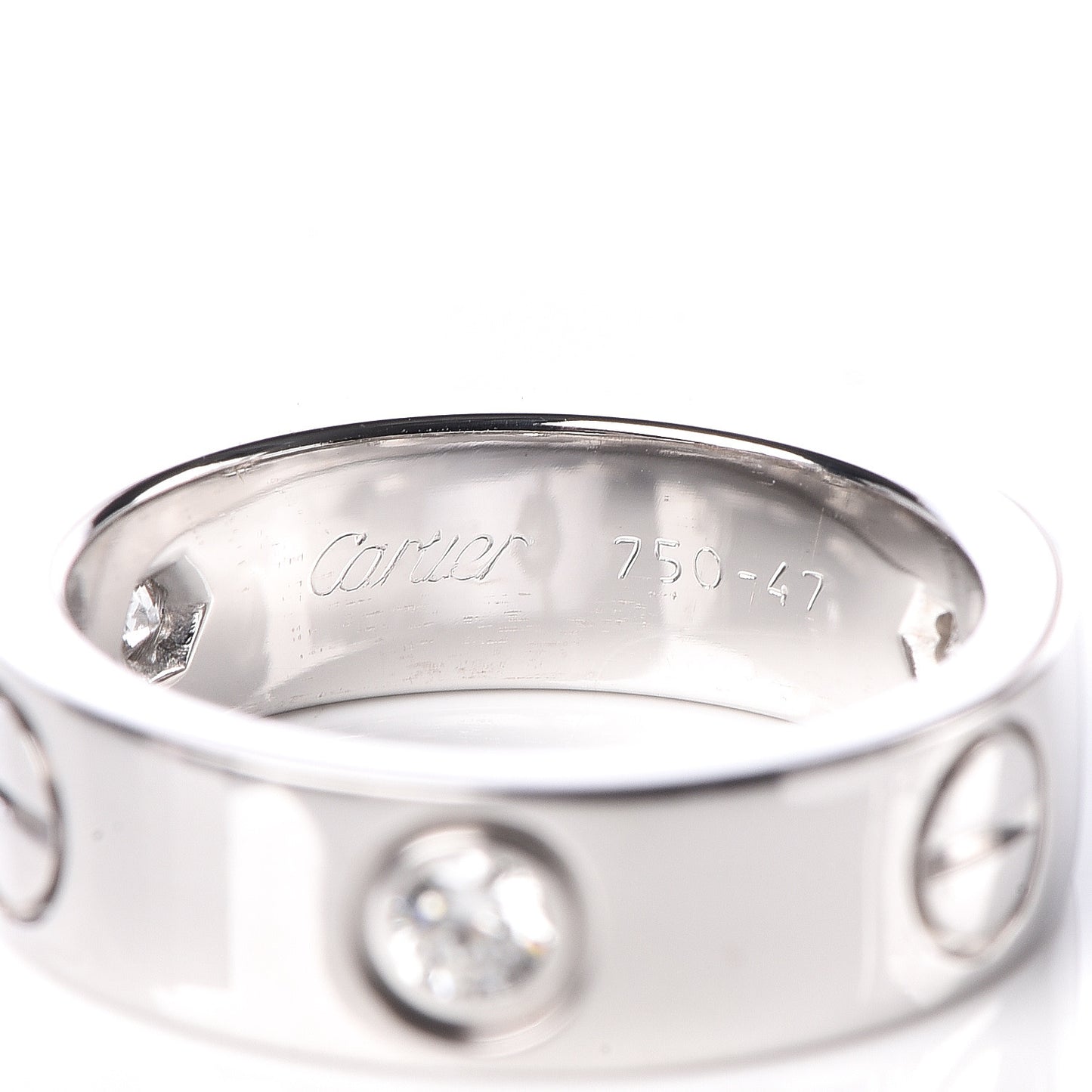 18K White Gold 3 Diamond 5.5mm LOVE Ring 47 4.25