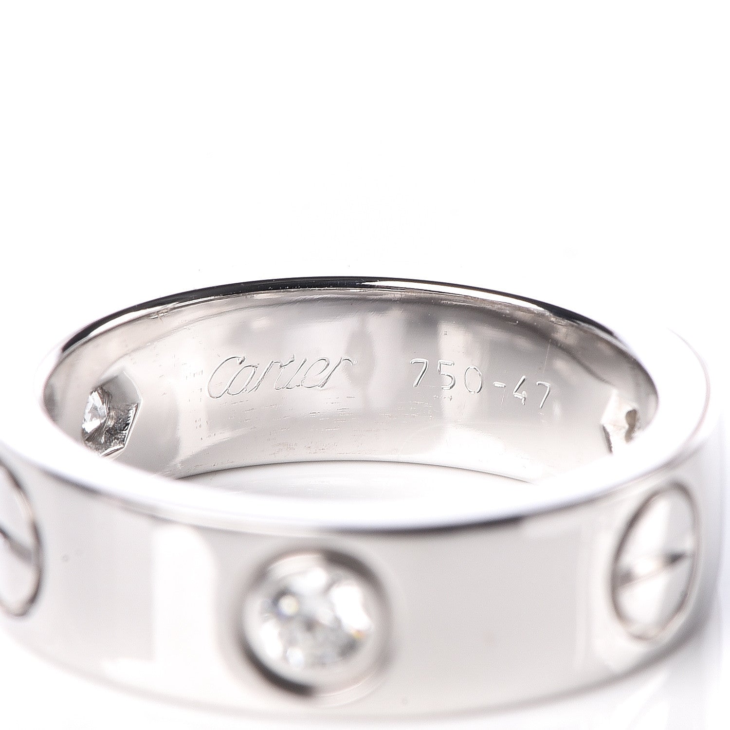 Cartier 18K White Gold 3 Diamond 5.5mm LOVE Ring 47 4.25 6 of 7