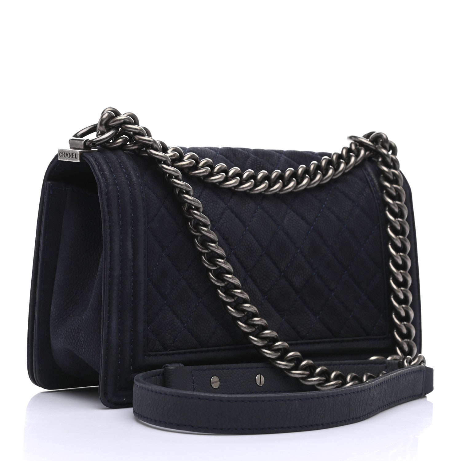 Chanel Iridescent Caviar Quilted Medium Boy Flap Dark Blue 3 of 9