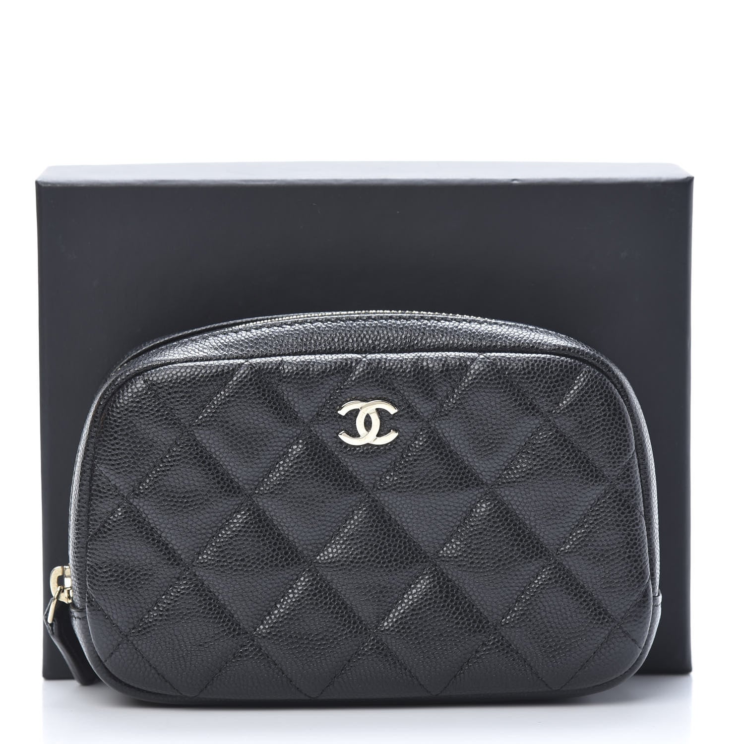 Chanel Caviar Quilted Small Curvy Pouch Cosmetic Case Black 8 of 8
