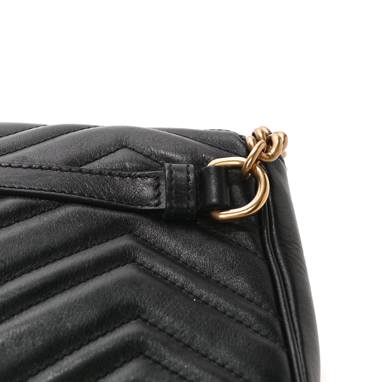 Gucci Calfskin Matelasse Pearly GG Marmont Chain Belt Bag Black 22 of 23
