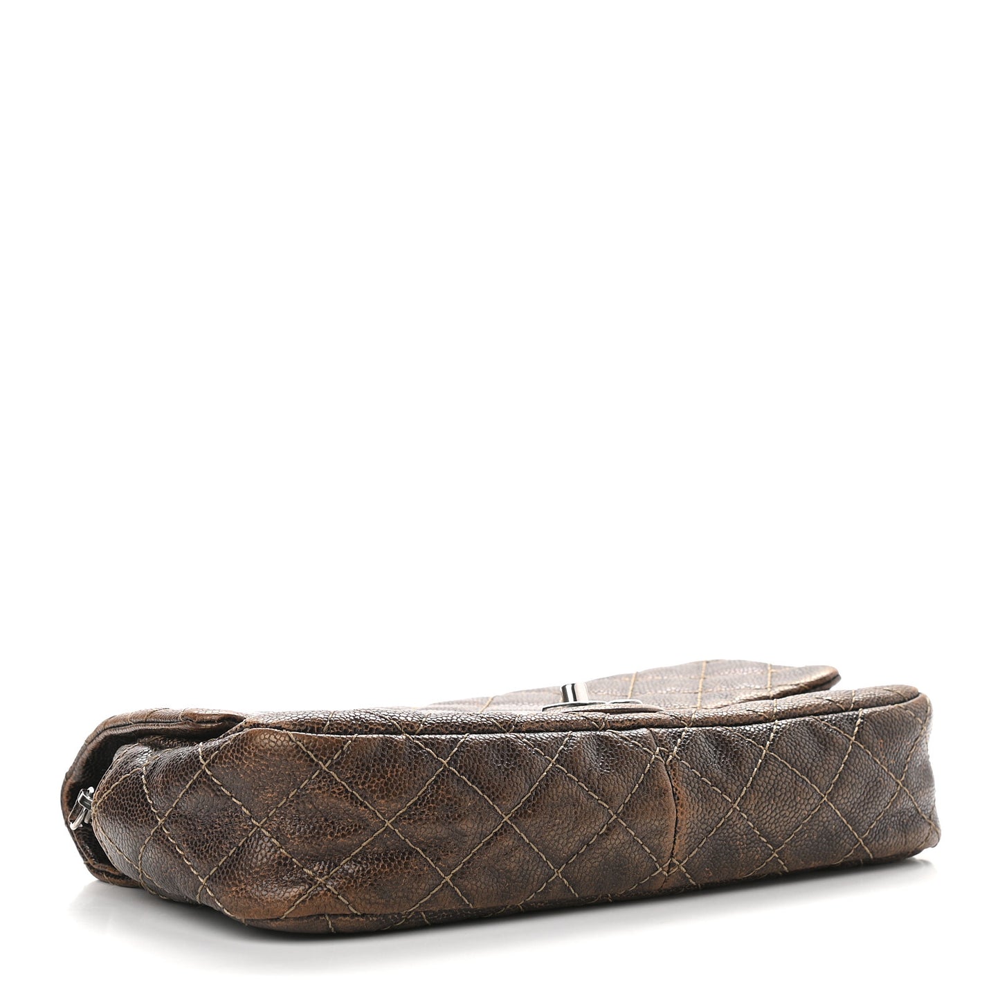 Iridescent Caviar Quilted Small Chic Flap Brown
