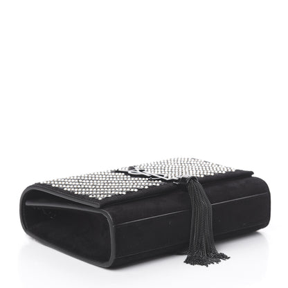 Saint Laurent Suede Crystal Small Classic Monogram Kate Satchel Black 3 of 8