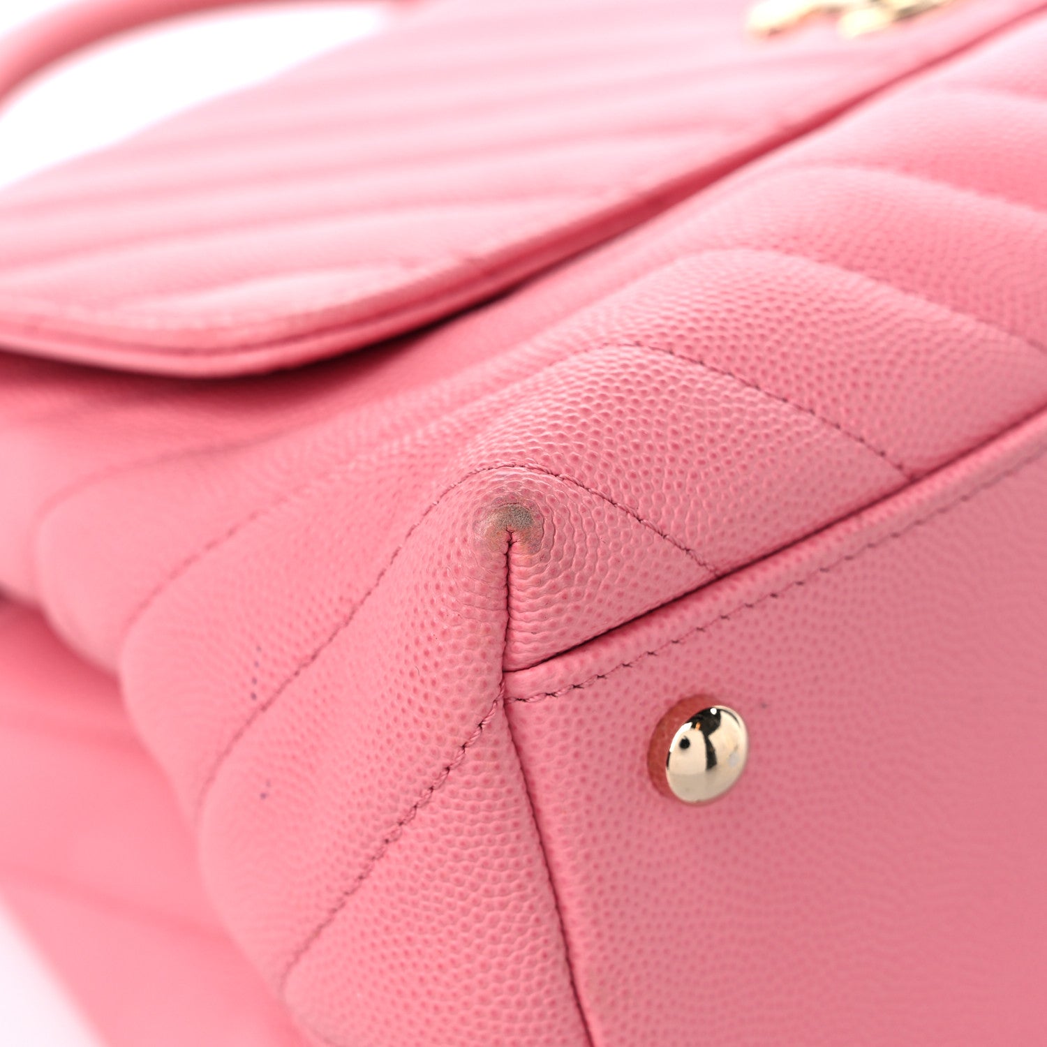 Chanel Caviar Chevron Quilted Small Coco Handle Flap Pink 8 of 12