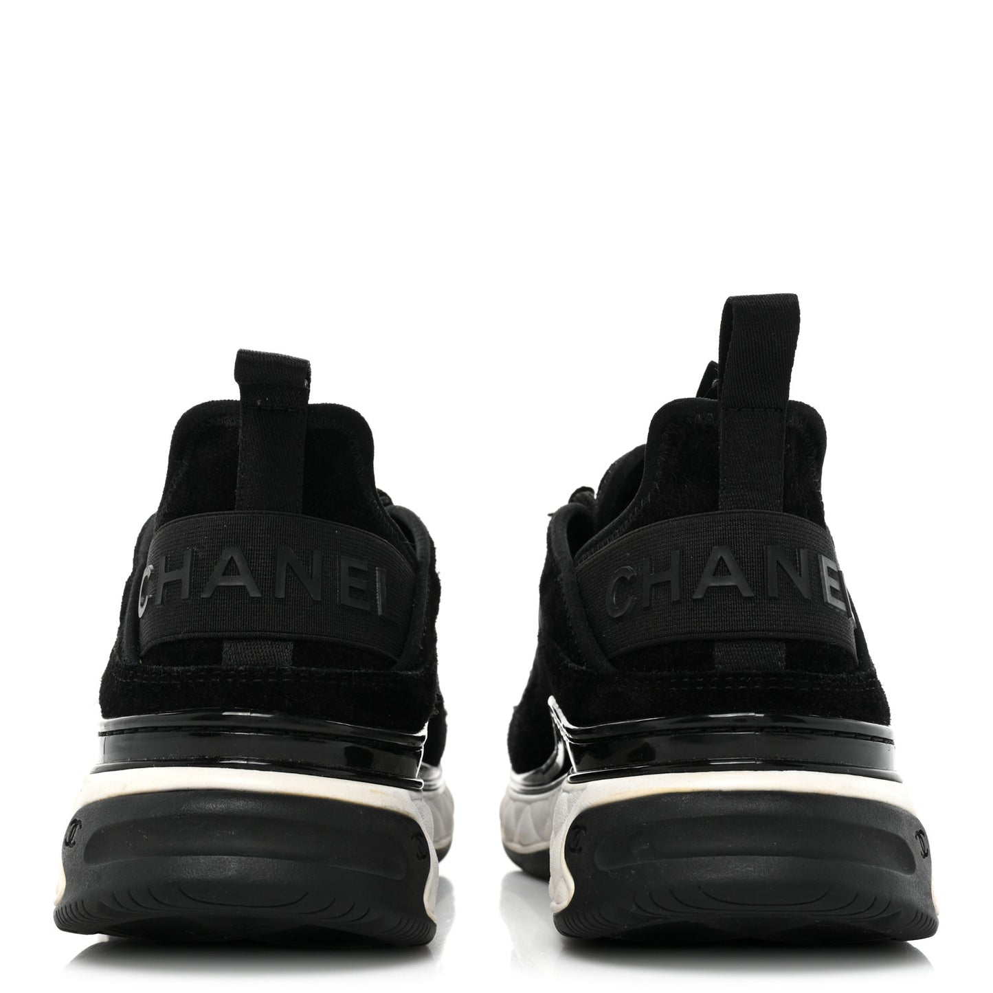 Velvet Calfskin Mixed Fibers CC Sneakers 40 Black