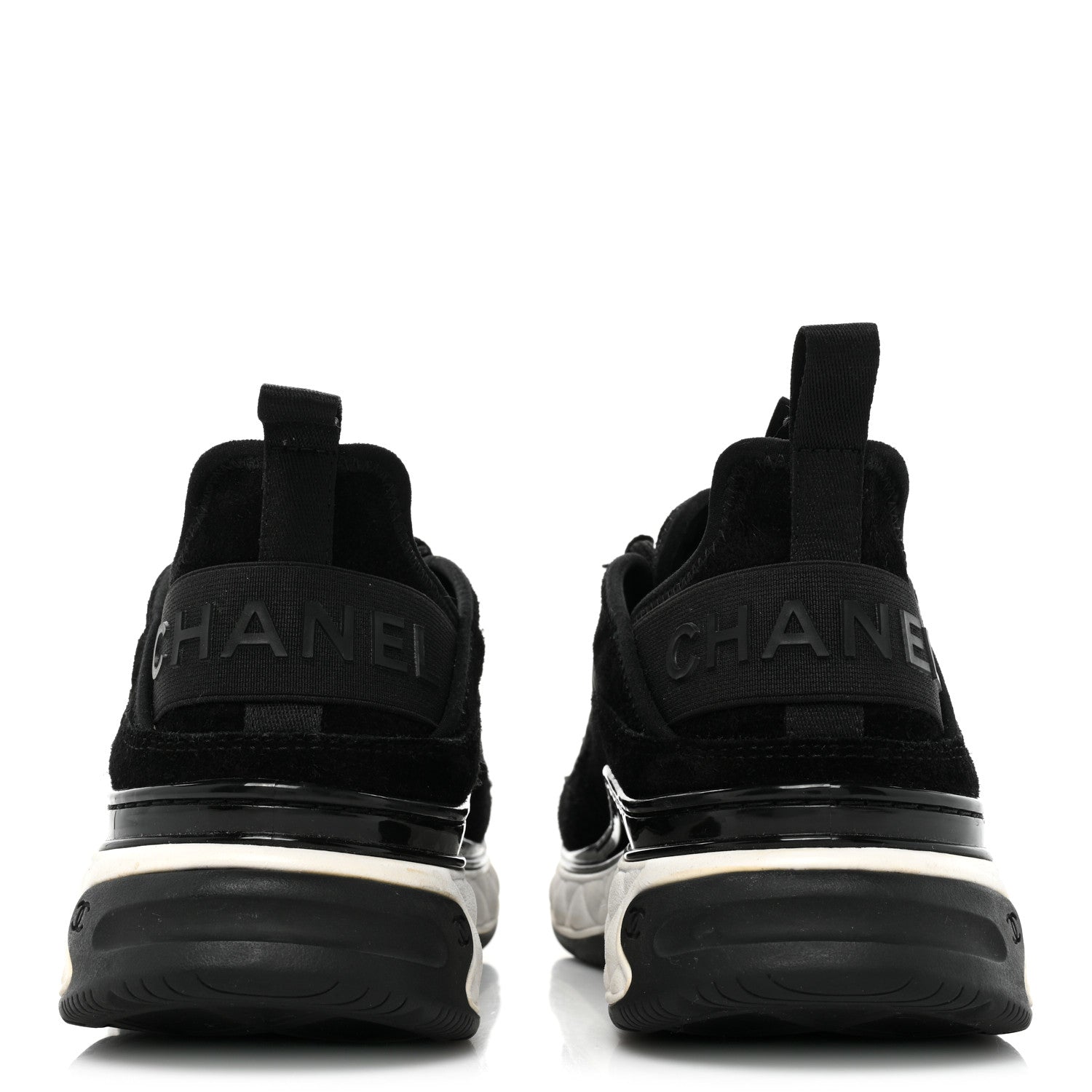 Chanel Velvet Calfskin Mixed Fibers CC Sneakers 40 Black 4 of 11