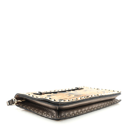 Valentino Garavani Calf Hair Leopard Print Rockstud Clutch Flap Blush 4 of 6