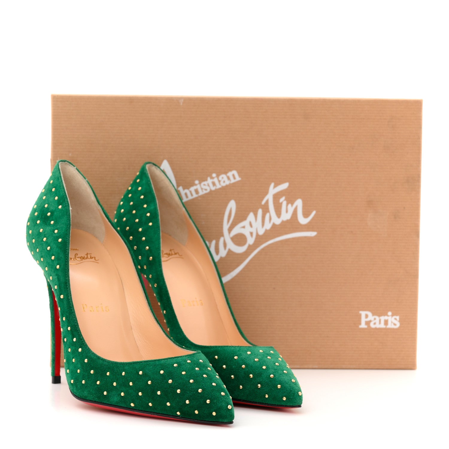 Christian Louboutin Suede Pigalle Follies Plume 100 Pumps 36.5 Canopee Antique Gold 8 of 8