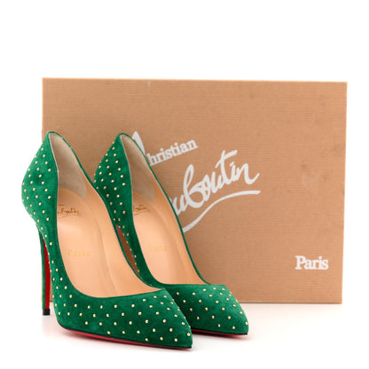 Christian Louboutin Suede Pigalle Follies Plume 100 Pumps 36.5 Canopee Antique Gold 8 of 8