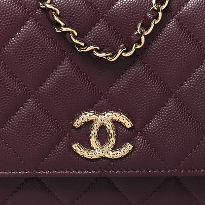 Chanel Caviar Quilted Embossed CC Wallet On Chain WOC Dark Burgundy 9 of 12