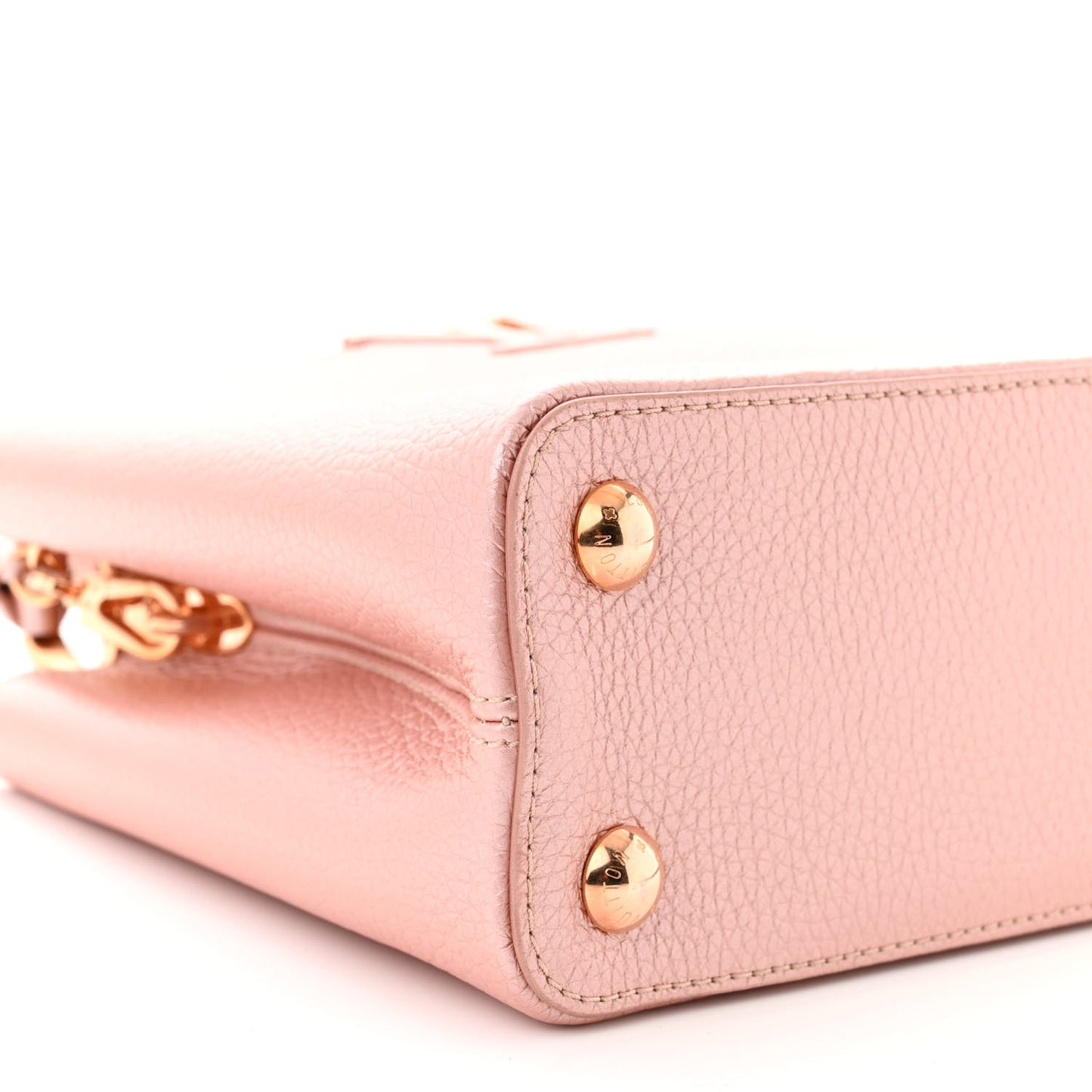 Metallic Taurillon Capucines BB Pearly Pink