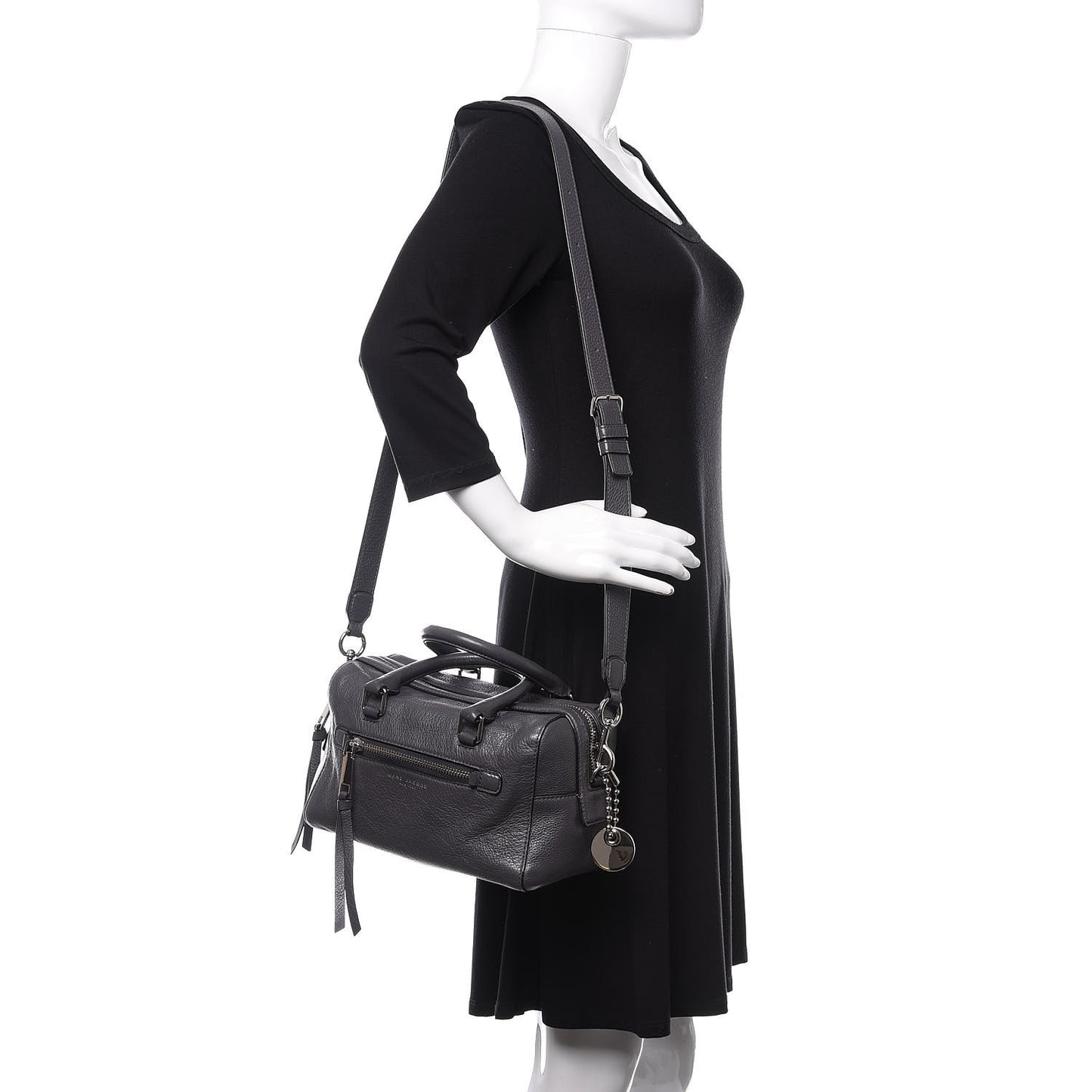 Calfskin Recruit Bauletto Satchel Tote Bag Grey