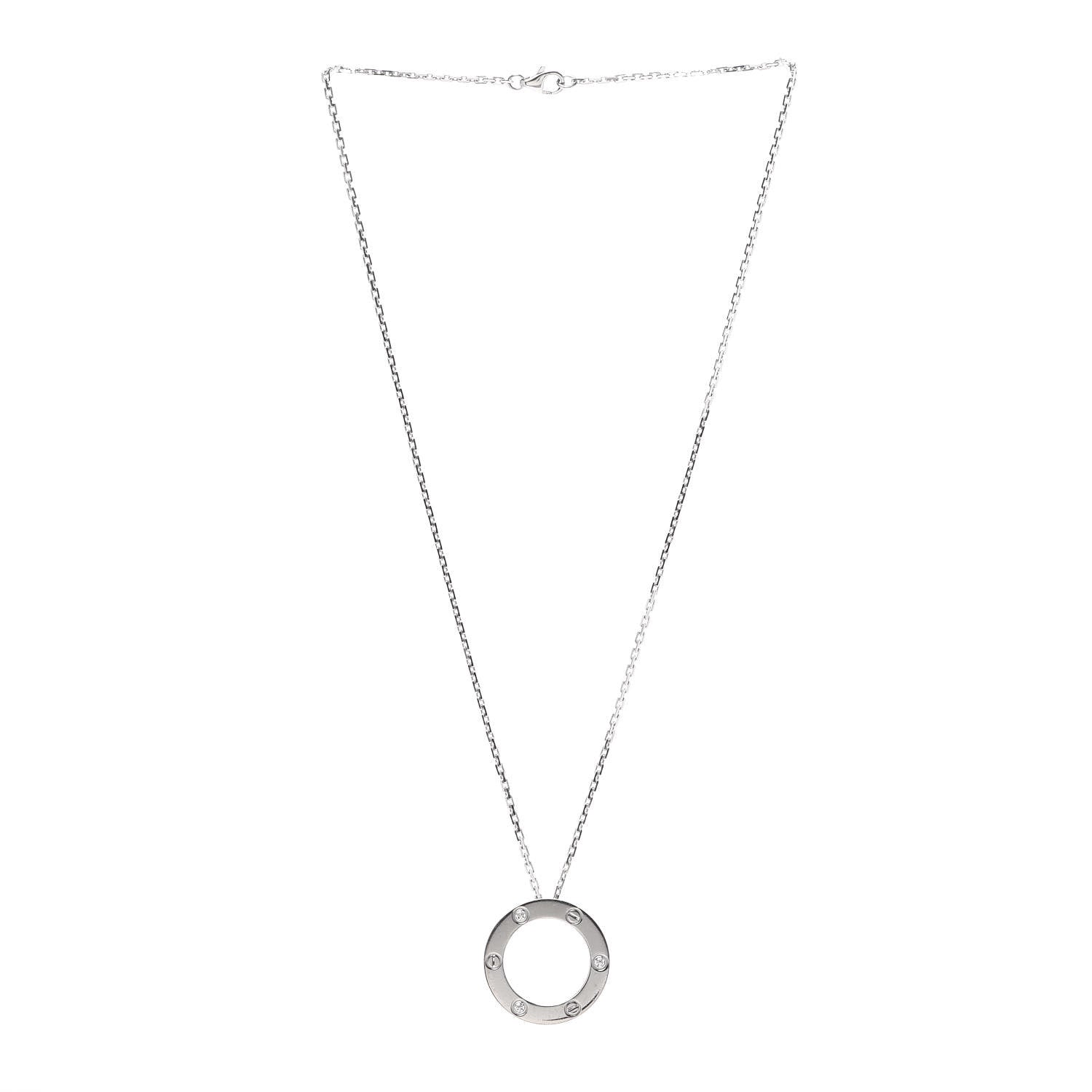 Cartier 18K White Gold 3 Diamonds LOVE Pendant Necklace 3 of 5