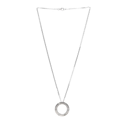 Cartier 18K White Gold 3 Diamonds LOVE Pendant Necklace 3 of 5