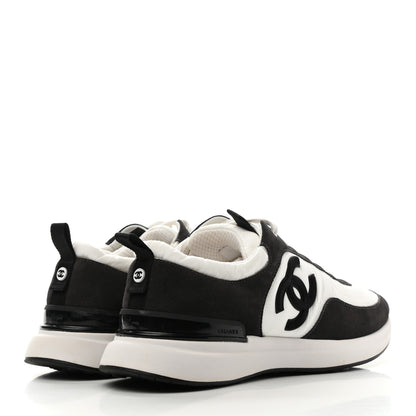 Chanel Nylon Suede Calfskin CC Sneakers 41 White Dark Grey 4 of 9