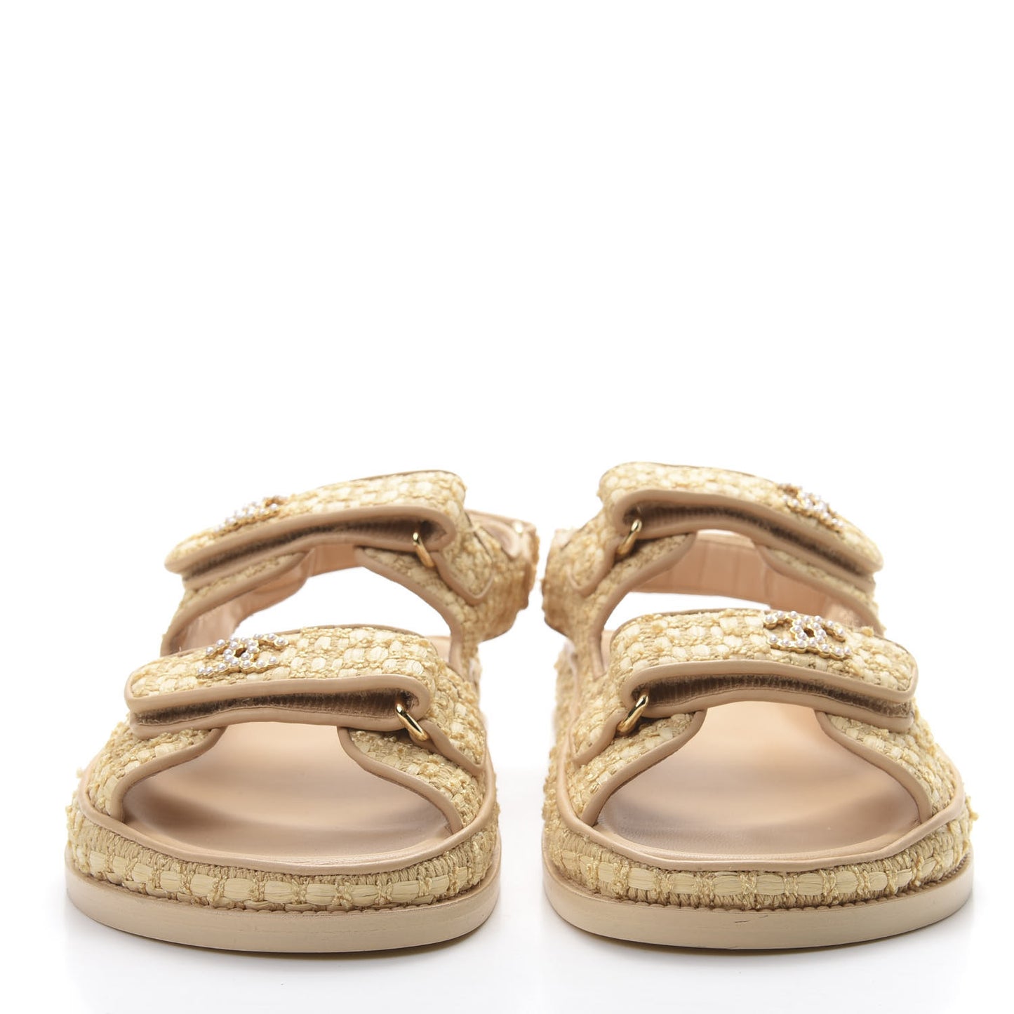 Braided Fabric Velcro Dad Sandals 39.5 Beige