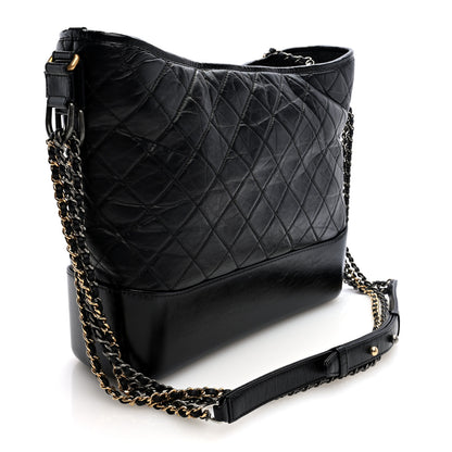 Chanel Aged Calfskin Quilted Large Gabrielle Hobo Black 3 of 10