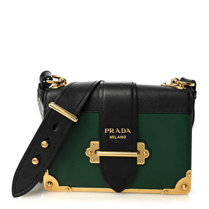 Prada City Calf Saffiano Cahier Bag Biliardo Black 1 of 9
