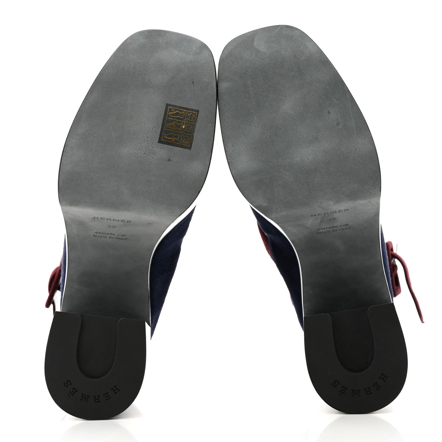 Hermes Suede Goatskin Hailey 70 Sandals 39 Marron Mahogany Marine 5 of 9