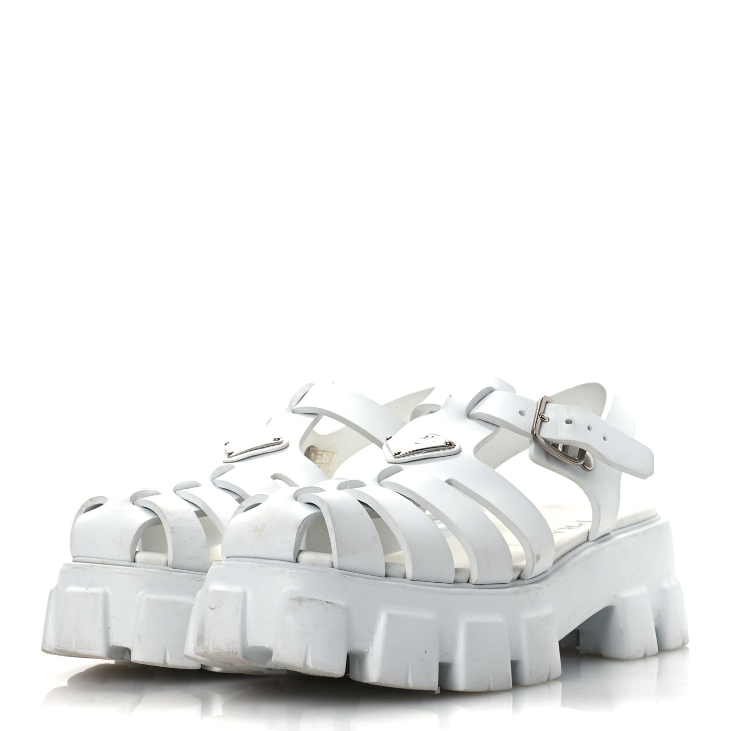 Foam Rubber Metal Triangle Logo Monolith 55mm Cage Sandals 41 White